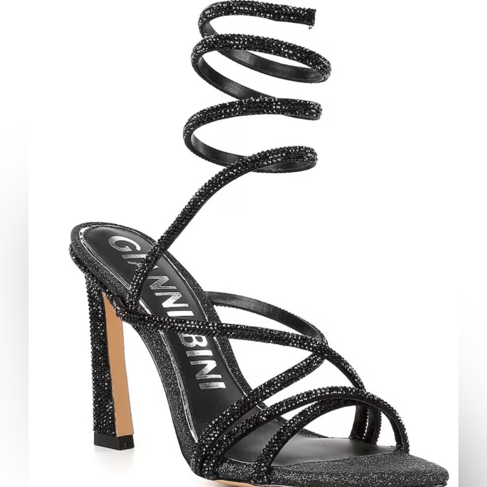 Giani Bini Odellia Rhinestone Embellished Ankle Wrap Strappy Sandals Sz 9 EUC